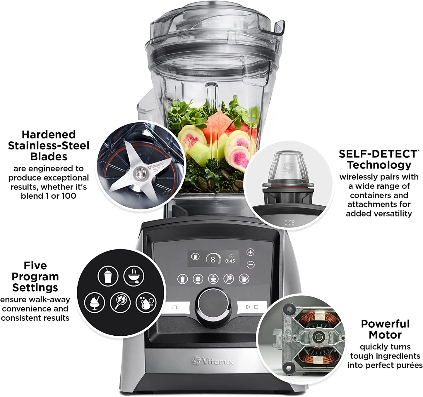 Máy xay sinh tố thông minh Vitamix A3500i Ascent Series - Lớp hoàn thiện bằng thép không gỉ đánh bóng