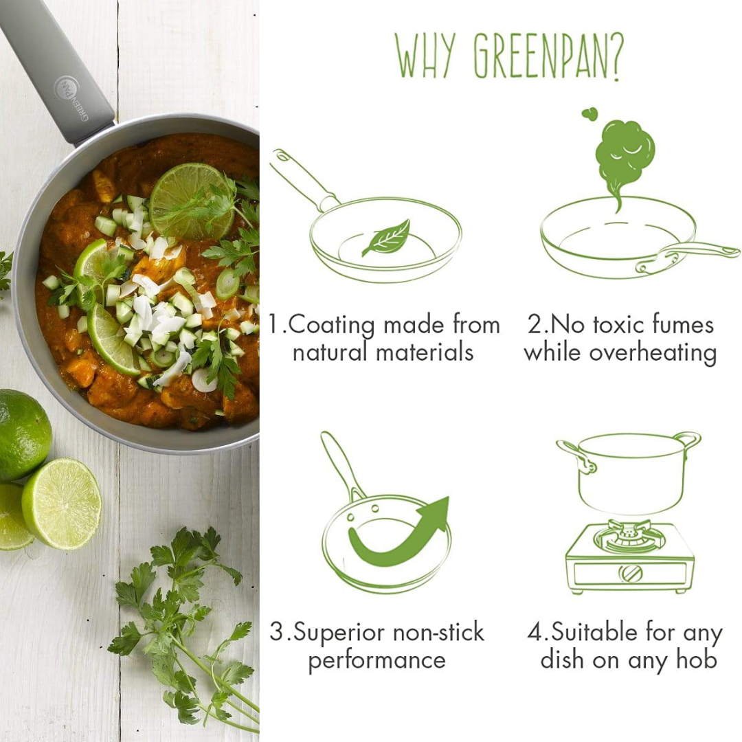 Greenpan Cambridge Quartz Grey 20Cm Deep Frying Pan