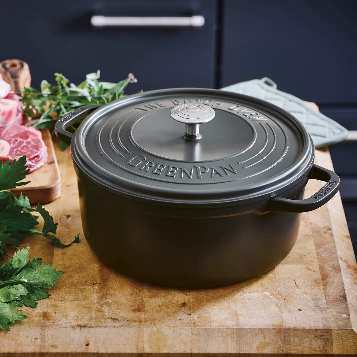 Greenpan Featherweights 24cm Casserole with Lid-Browny Black