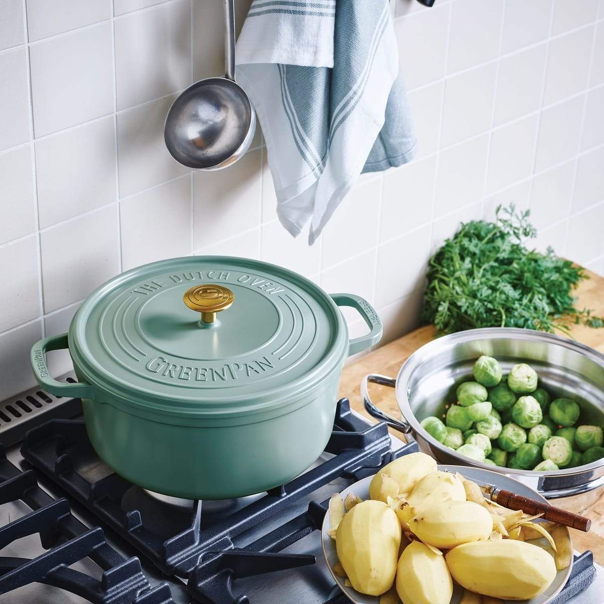 Greenpan Featherweights 24cm Casserole with Lid- Smokey Sky Blue
