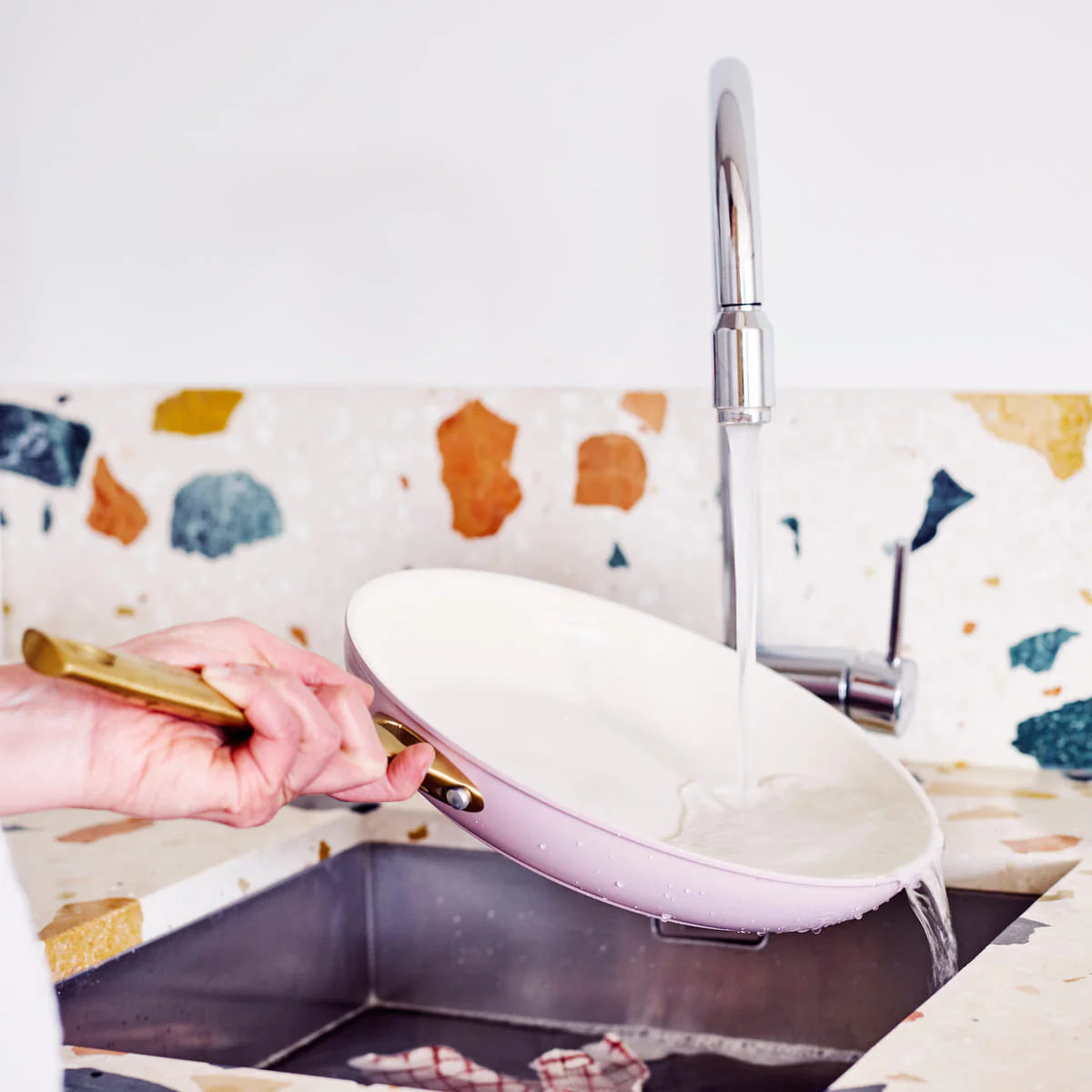 Greenpan Padova 24cm Frying Pan- Pink with gold