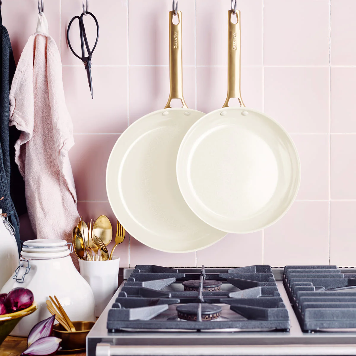 Greenpan Padova 24cm Frying Pan- Pink with gold