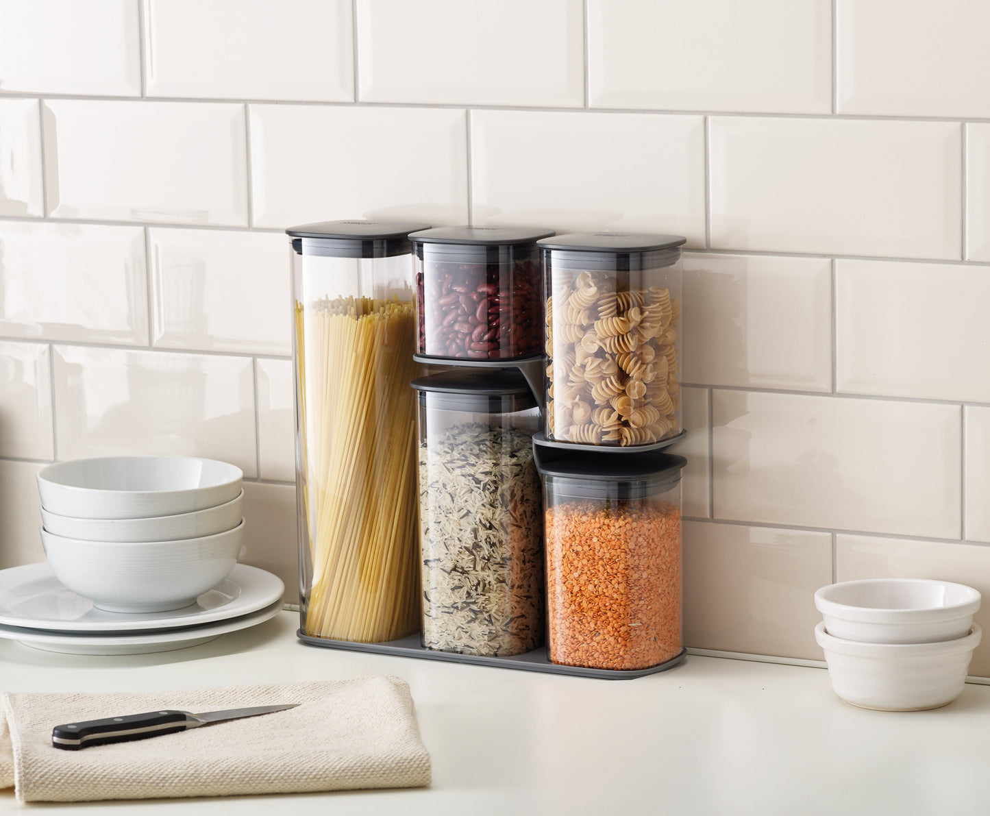 Joseph Joseph Podium™ 5-piece Grey Storage Container Set