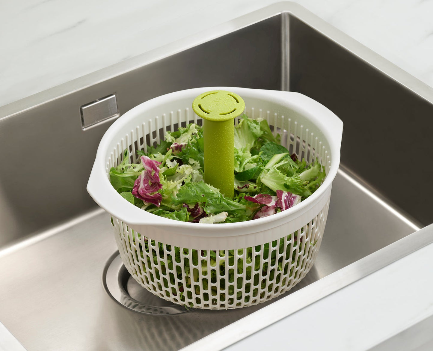 Joseph Joseph Spindola™ Green In-sink Salad-spinning Colander