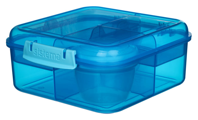 Sistema 1.25L Bento Cube With Yogurt Pot- Blue