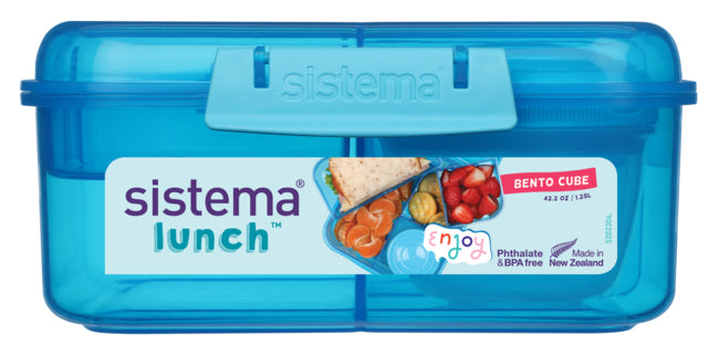 Sistema 1.25L Bento Cube With Yogurt Pot- Blue
