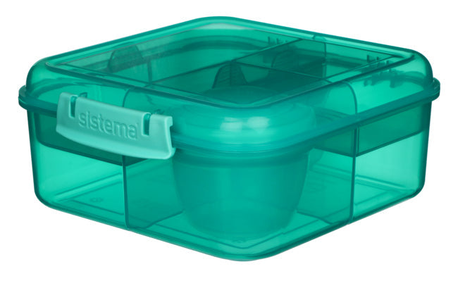 Sistema 1.25L Bento Cube With Yogurt Pot- Minty Teal