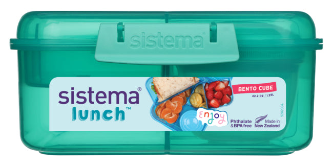 Sistema 1.25L Bento Cube With Yogurt Pot- Minty Teal