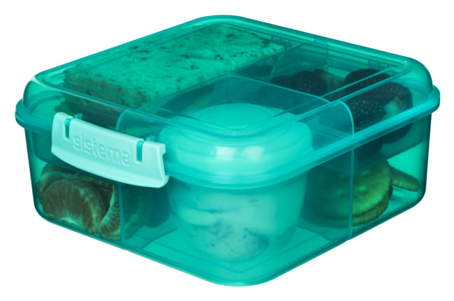 Sistema 1.25L Bento Cube With Yogurt Pot- Minty Teal