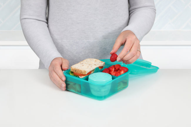 Sistema 1.25L Bento Cube With Yogurt Pot- Minty Teal