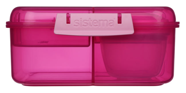 Sistema 1.25L Bento Cube With Yogurt Pot- Pink
