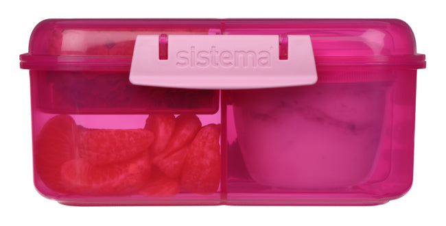 Sistema 1.25L Bento Cube With Yogurt Pot- Pink