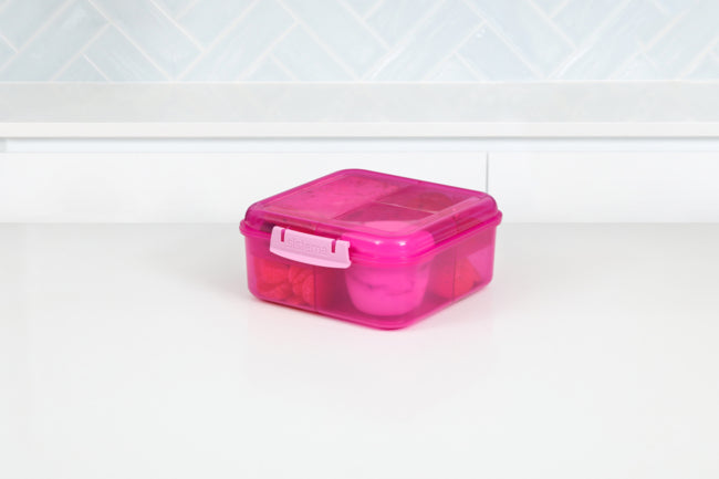 Sistema 1.25L Bento Cube With Yogurt Pot- Pink