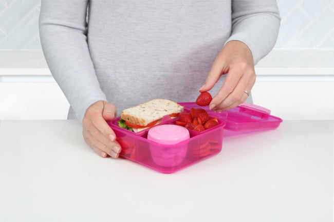 Sistema 1.25L Bento Cube With Yogurt Pot- Pink