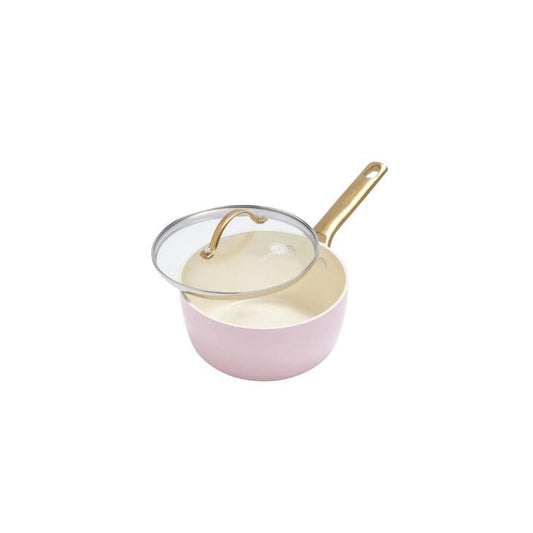 Greenpan Padova 18cm Sauce Pan- Pink with gold